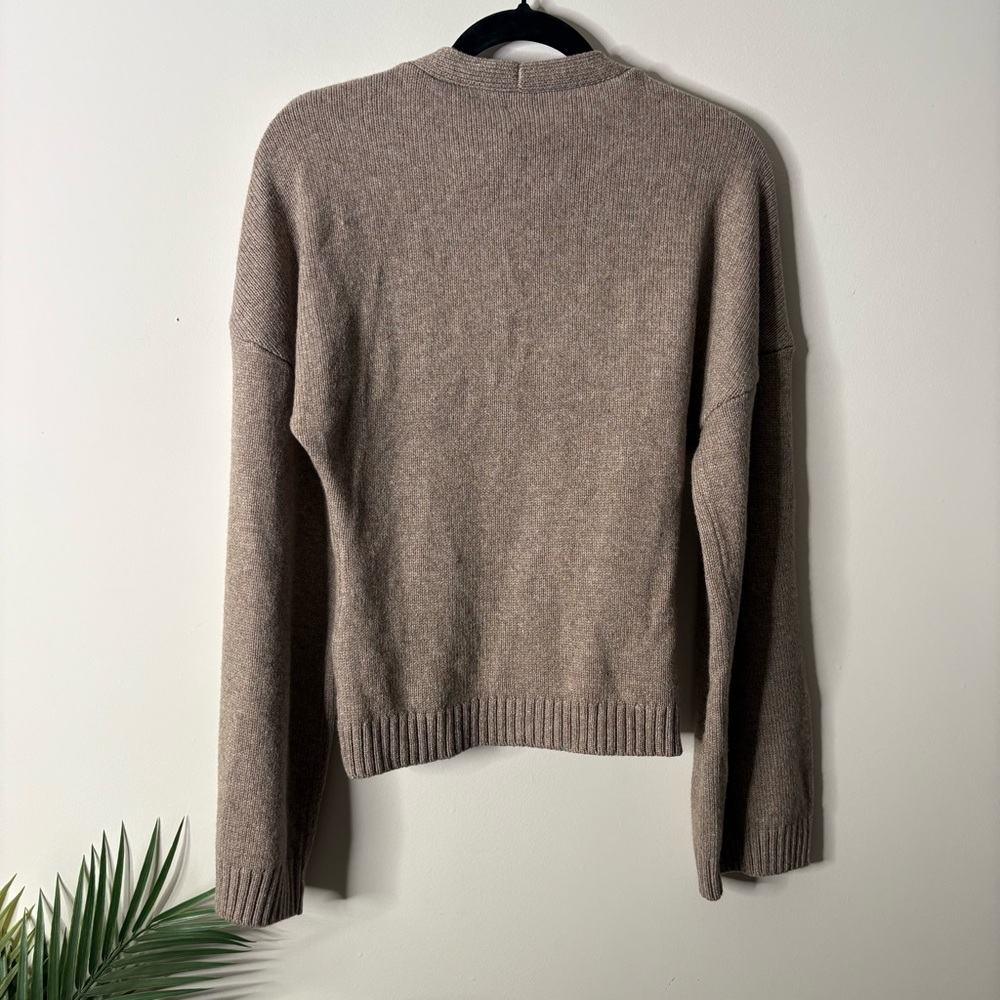 Helsa Sanna Cardigan Medium Taupe Wool Blend Button Up - Picture 8 of 9